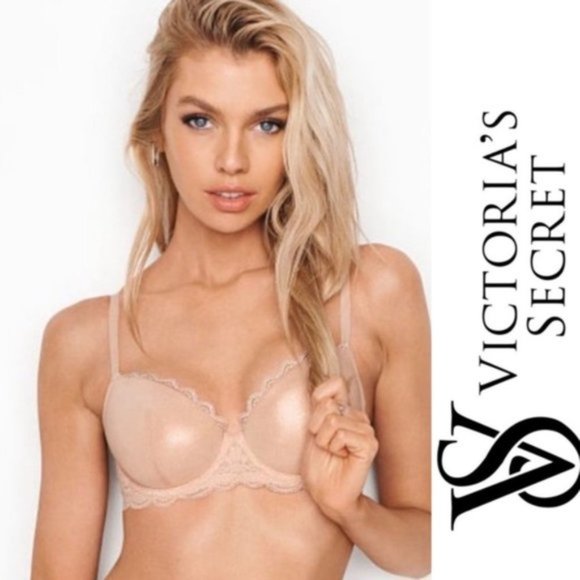 Victoria's Secret | Gold & Cream Metallic Dream Angels Lined Demi | Size 36C - Picture 1 of 14